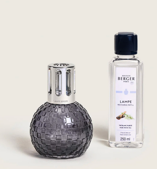 Disco Grey Fragrance Lamp Gift Set with Pure White Tea
