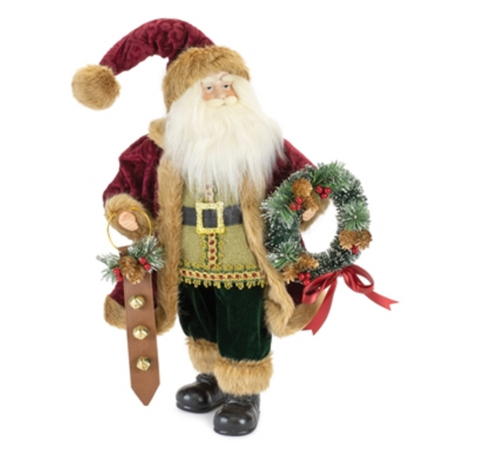 Santa w/Wreath 23”H Fabric/Plastic