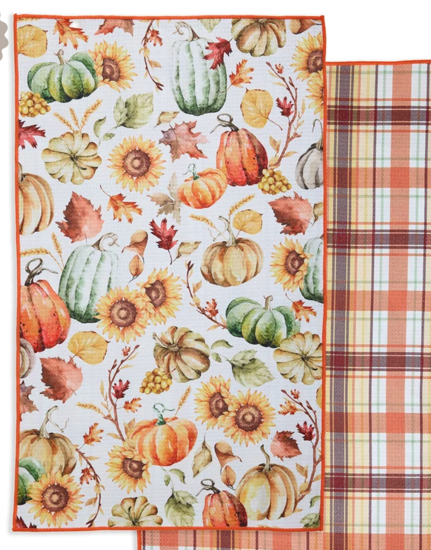 Harvest Pumpkin Printed Microfiber Dishtowel