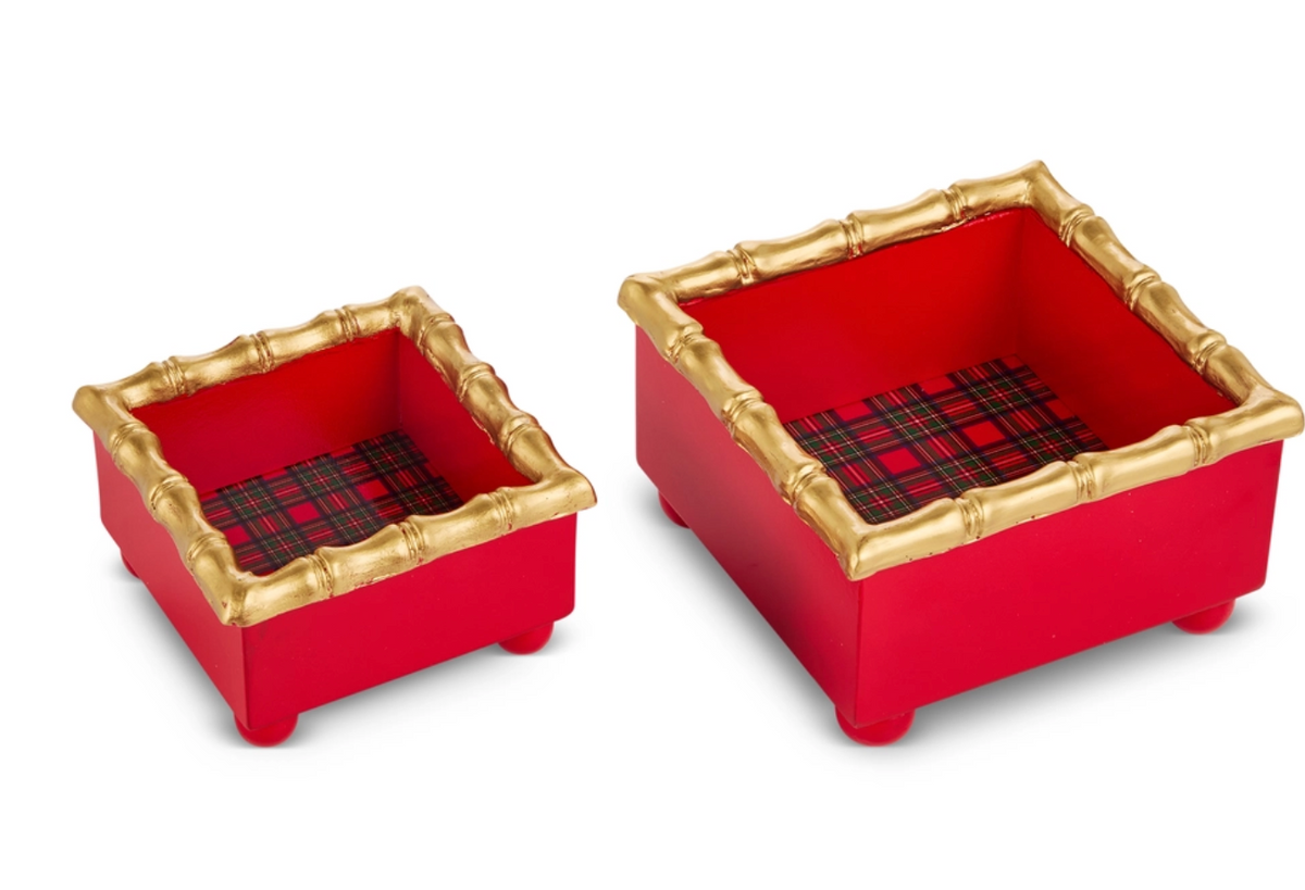 Bamboo Trim Plaid Mini Tray-2 Sizes