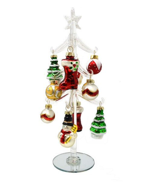 Clear Tree 10inch with Classic Christmas Icon Ornaments