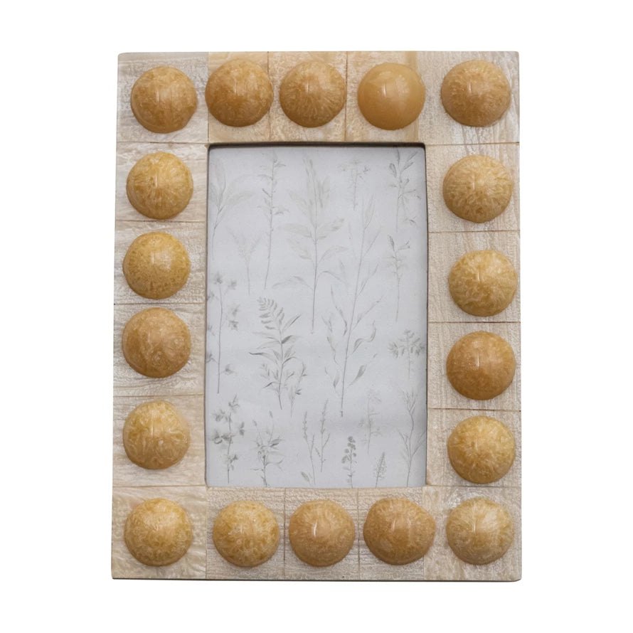 Handmade Marbled Resin Bobbin Photo Frame (For 4x6 Photo) (Hangs Vertically & Horizontally)