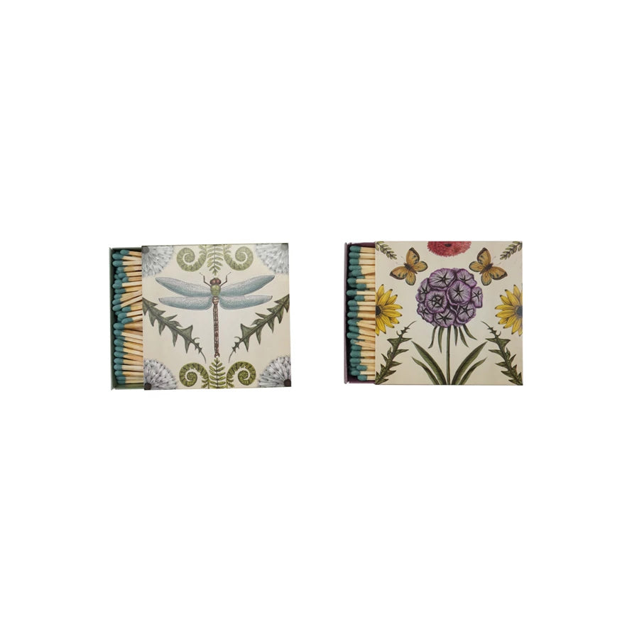 Safety Matches in Matchbox with Animals & Botanicals, 2 Styles