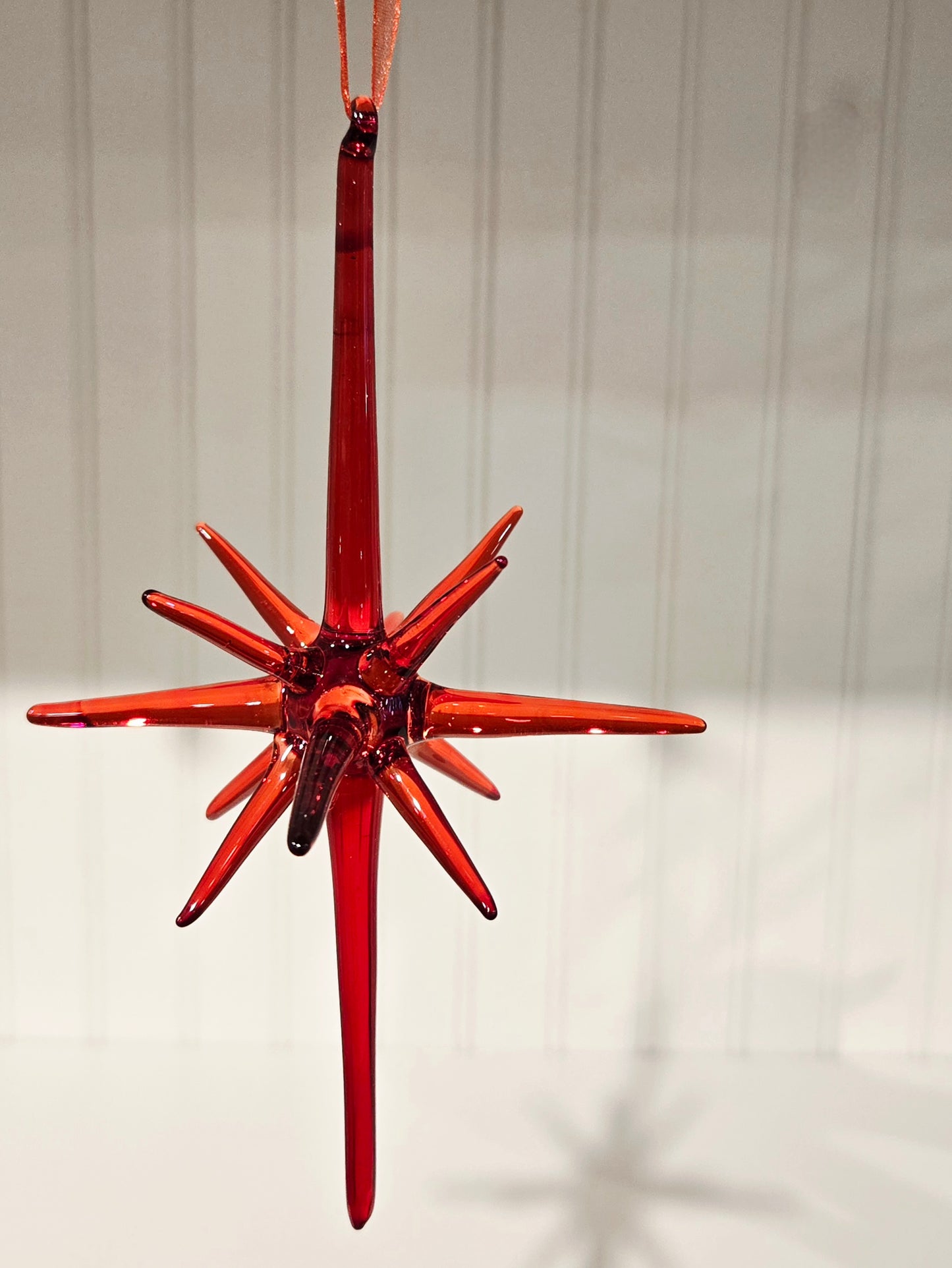 7.25 Inch Red Glass Starburst Ornament
