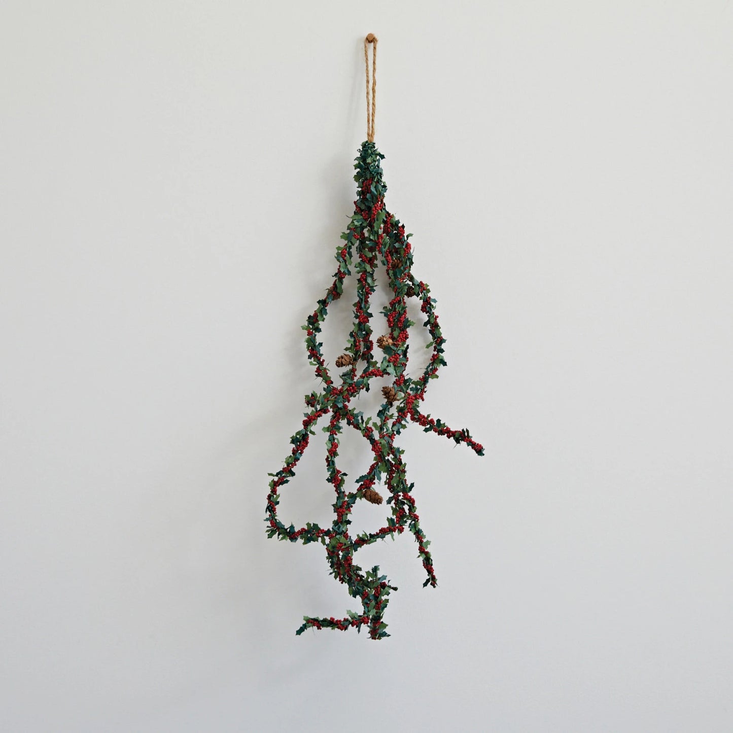 29-1/2"L Faux Holly Leaf Spray w/ Red Berries & Natural Pinecones