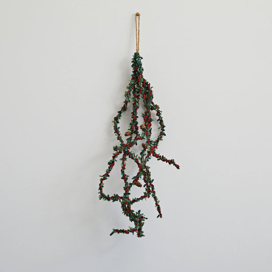 29-1/2"L Faux Holly Leaf Spray w/ Red Berries & Natural Pinecones